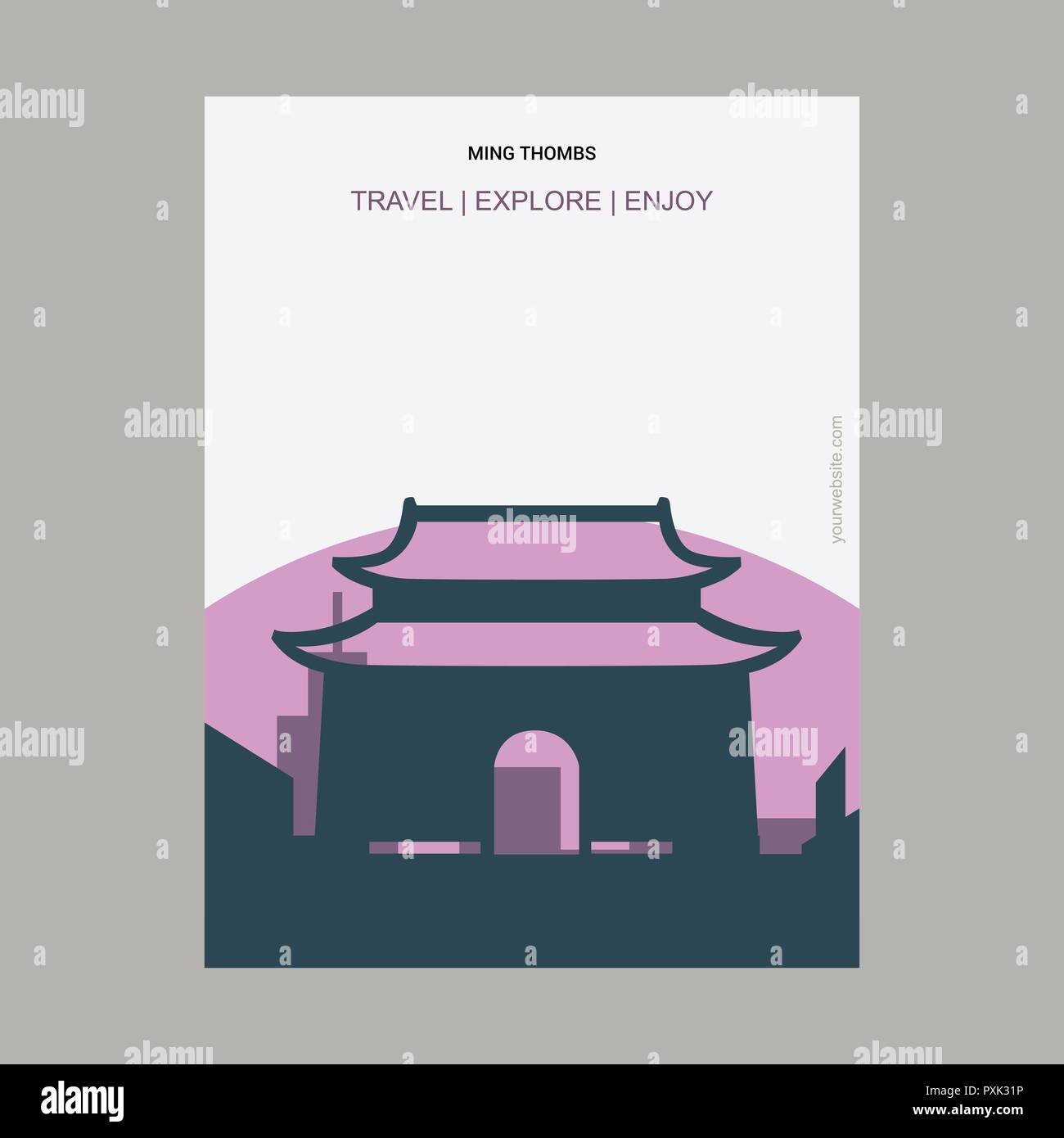 Ming Thombs, China Vintage Style Landmark Poster Template Stock Vector