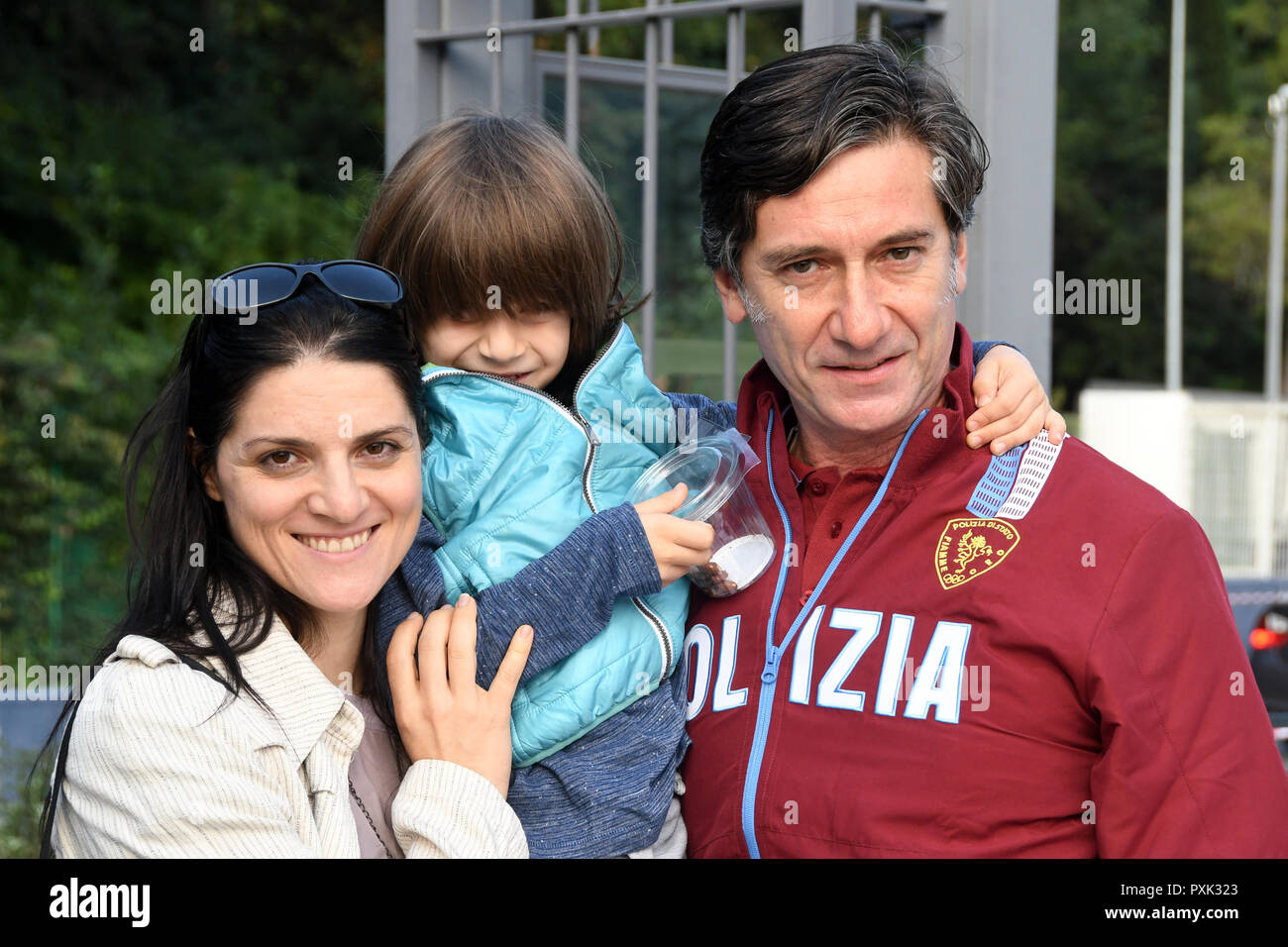 Rome Italy 14 October 2018 - Foro Italico - Tennis and Friends 8° edition Stefano Pantano the wife Lucia and son Emanuele Credit: Giuseppe Andidero/Al Stock Photo