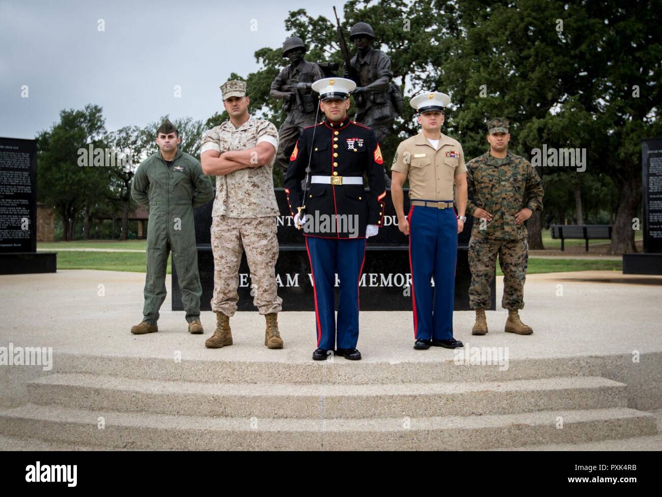 Marine recruiters out of Recruiting Sub-Station Arlington, TX, pose for ...