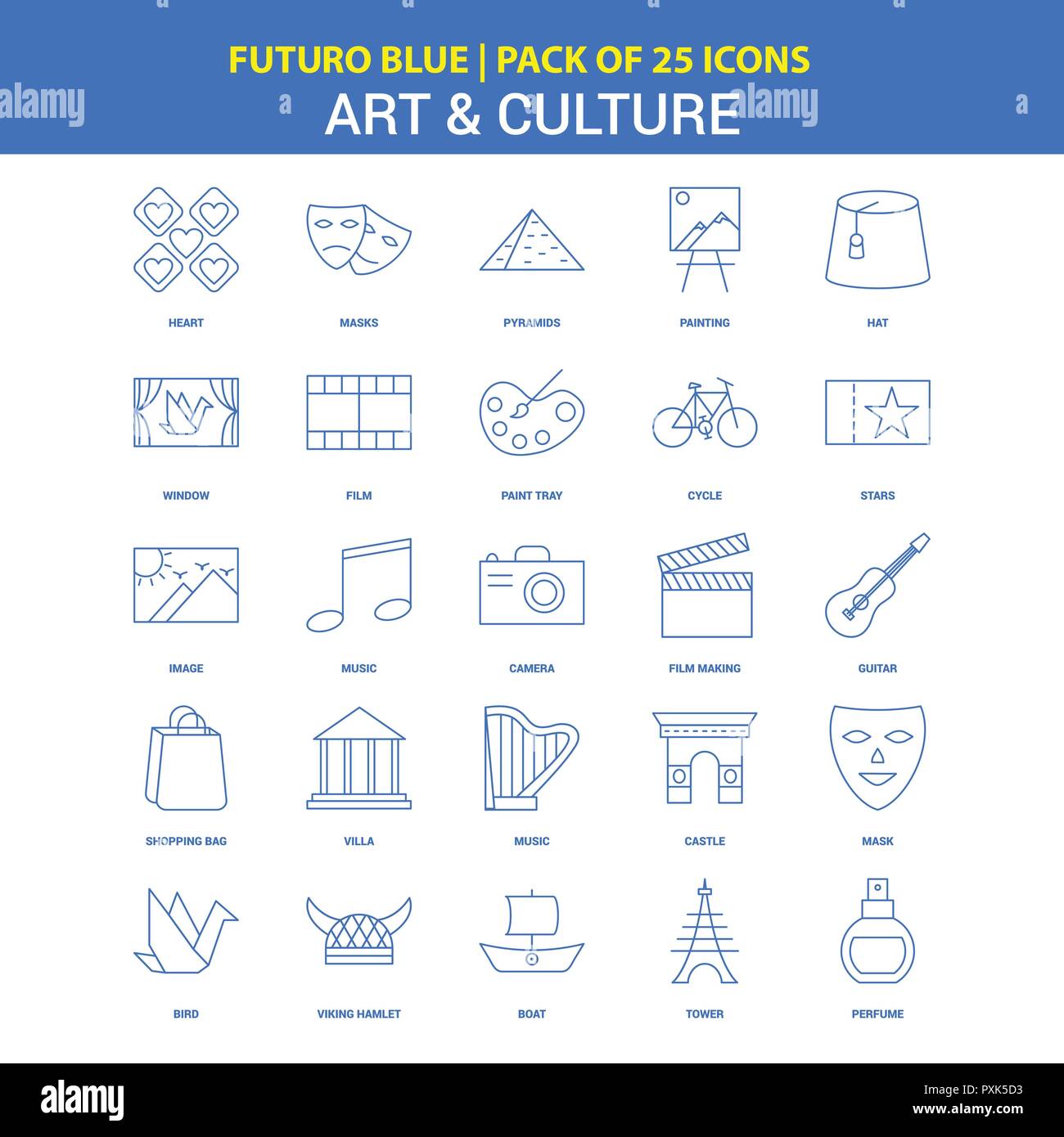Art and Culture Icons - Futuro Blue 25 Icon pack Stock Vector Image ...