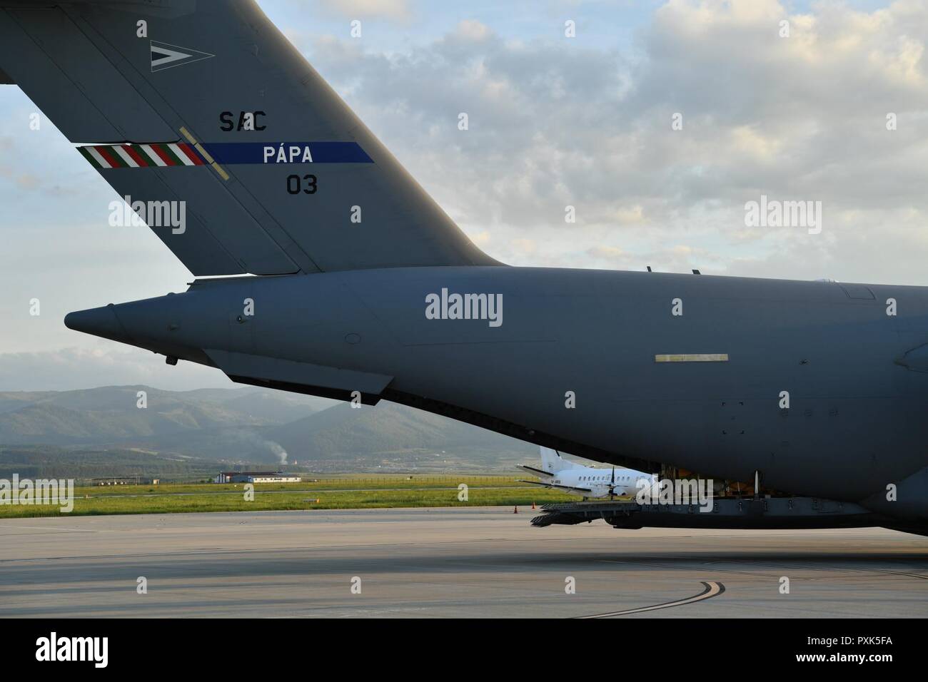 Sibiu Romania A C17 From Strategic Airlift Capabilty In Papa Hungary Arrives At Sibiu International Airport