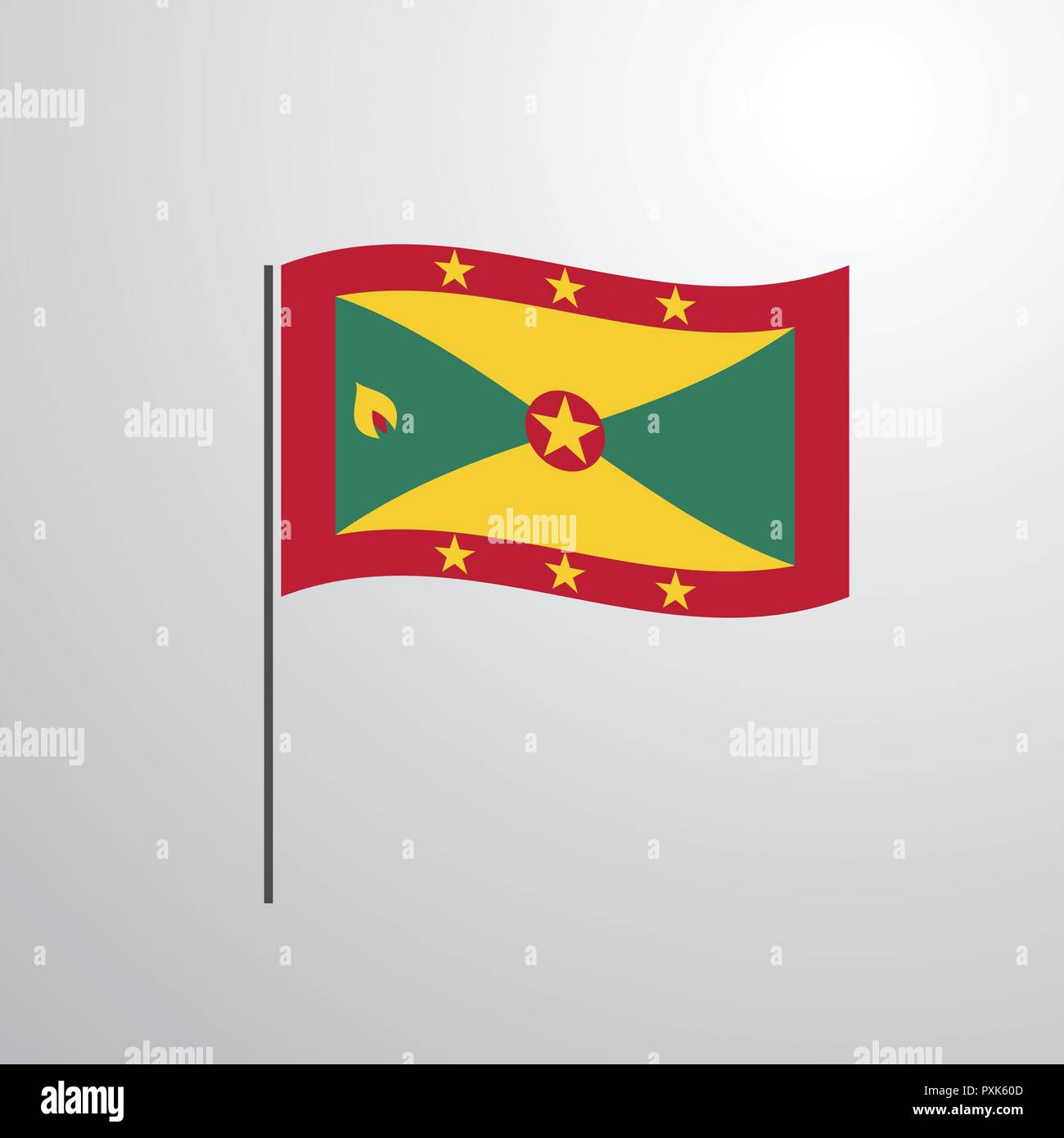 Grenada waving Flag Stock Vector