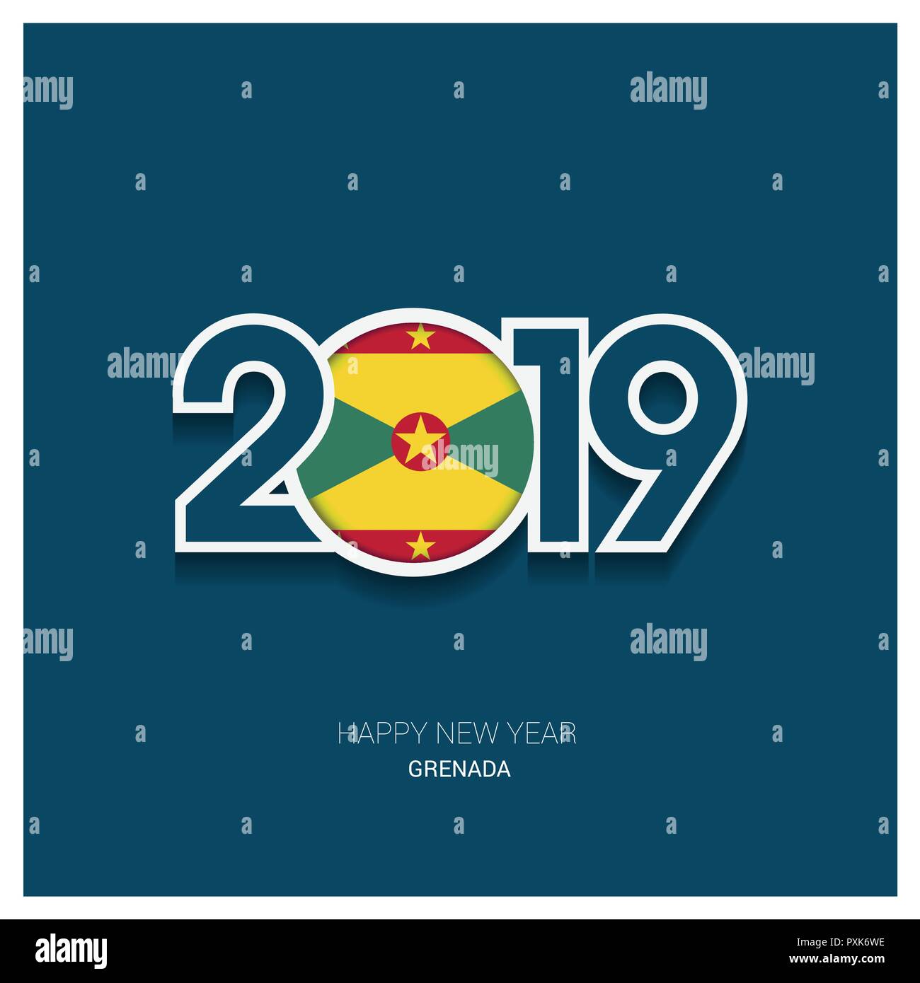 2019 Grenada Typography, Happy New Year Background Stock Vector