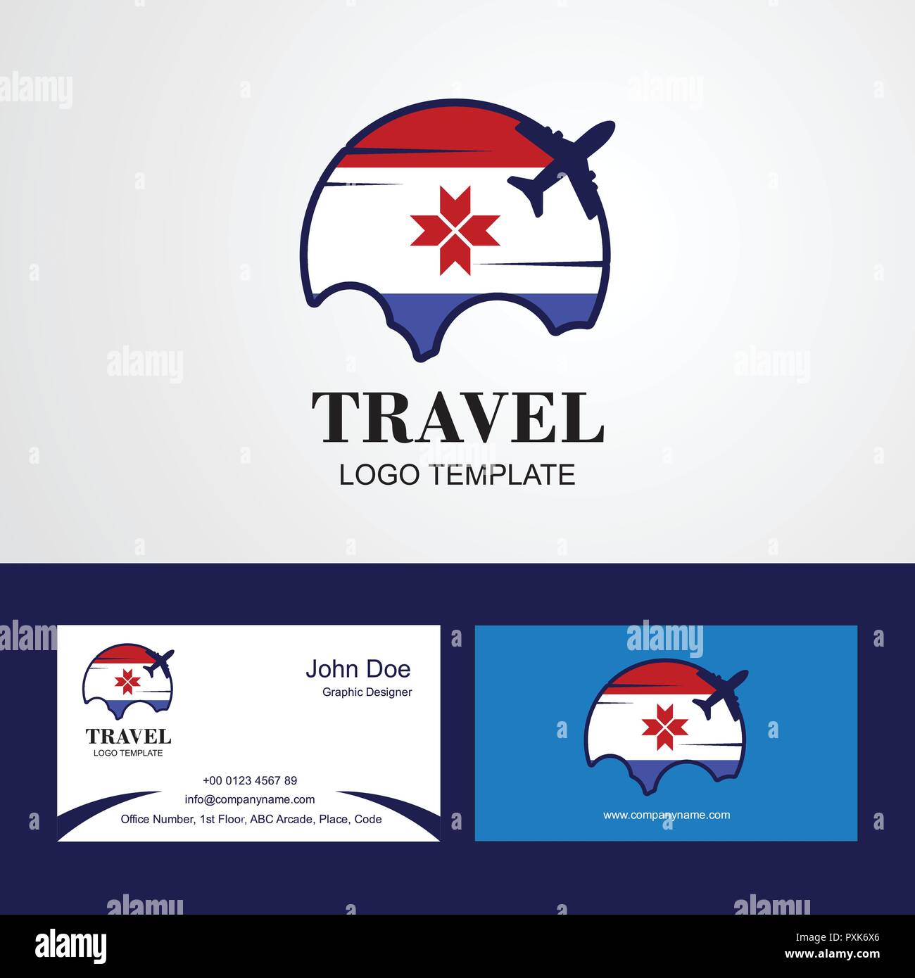 Travel Mordovia Flag Logo and Visiting Card Design Stock Vector