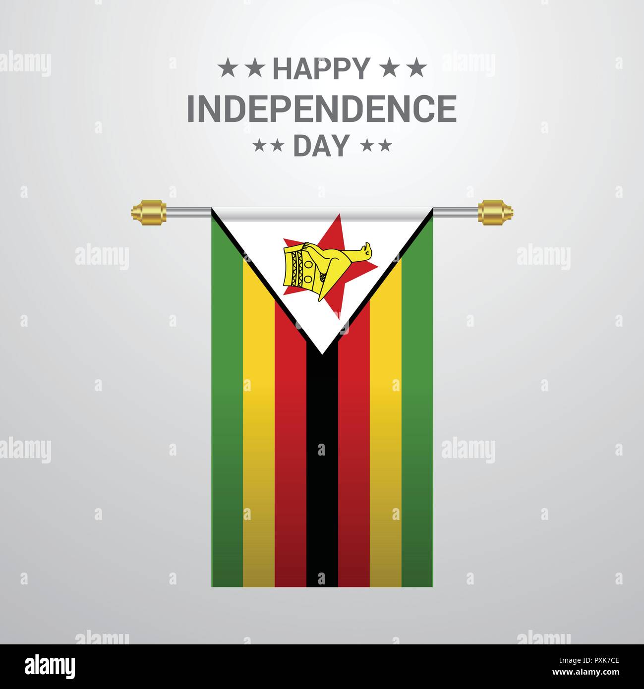 Zimbabwe Independence day hanging flag background Stock Vector Image