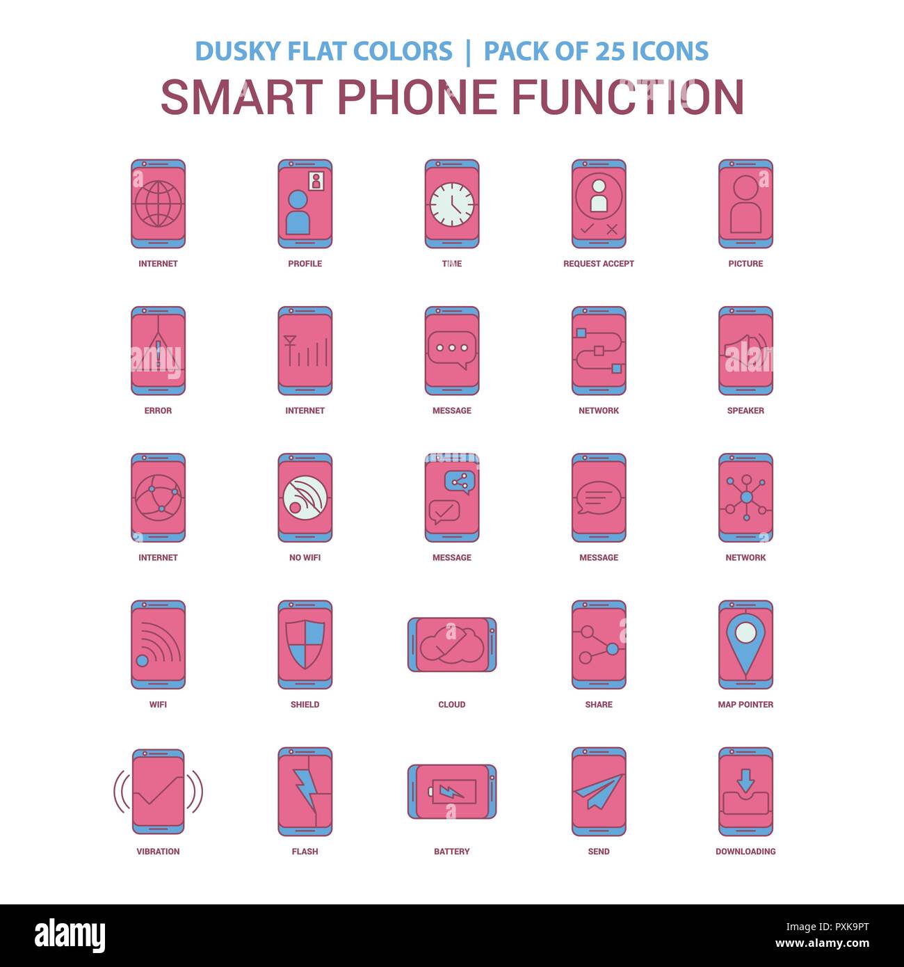 Smart phone functions icon Dusky Flat color - Vintage 25 Icon Pack ...