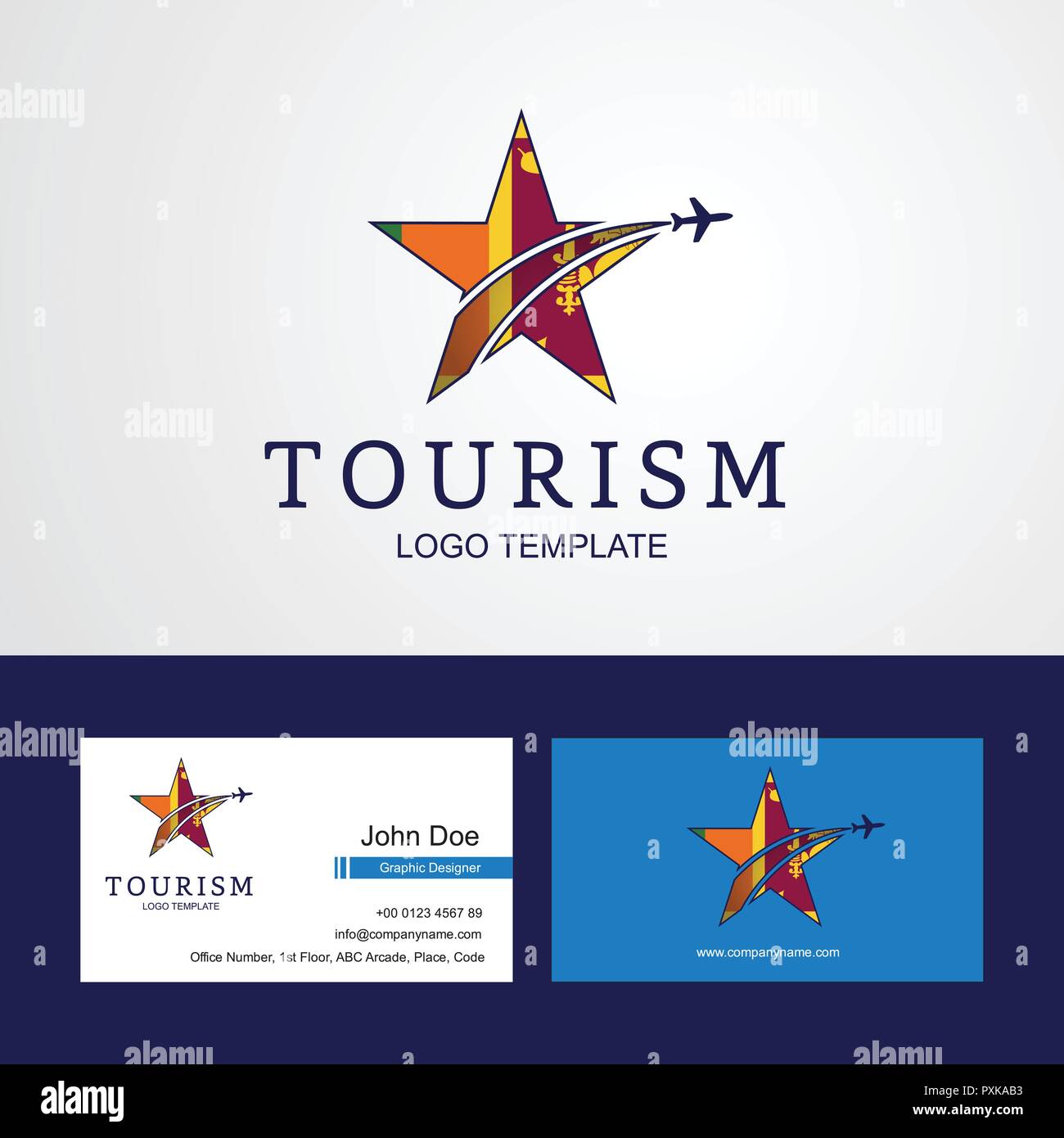 Travel Sri Lanka flag Creative Star Logo and Business card design Stock