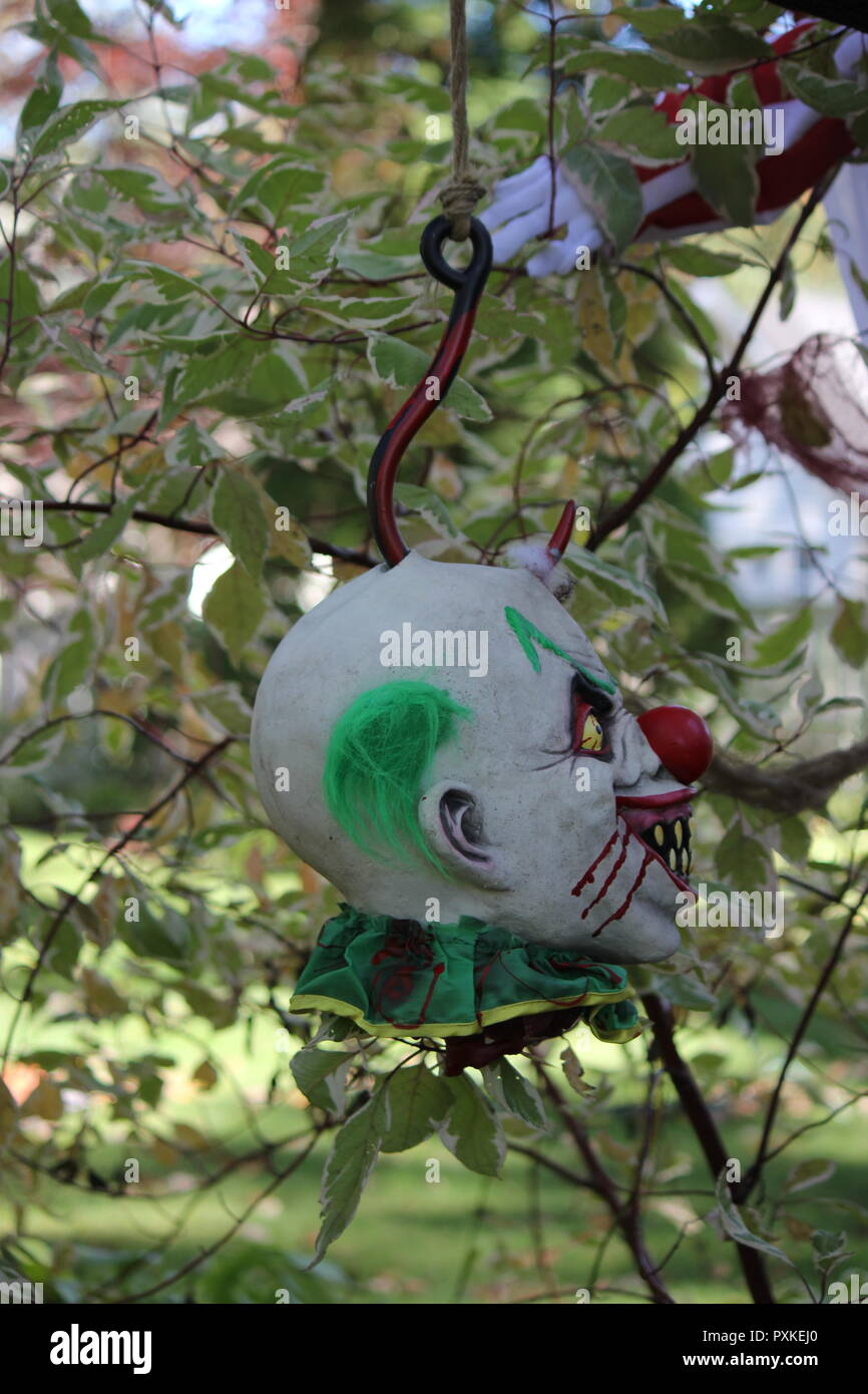 Gruesome Smiling Clown Character Displayed As Eerie Halloween