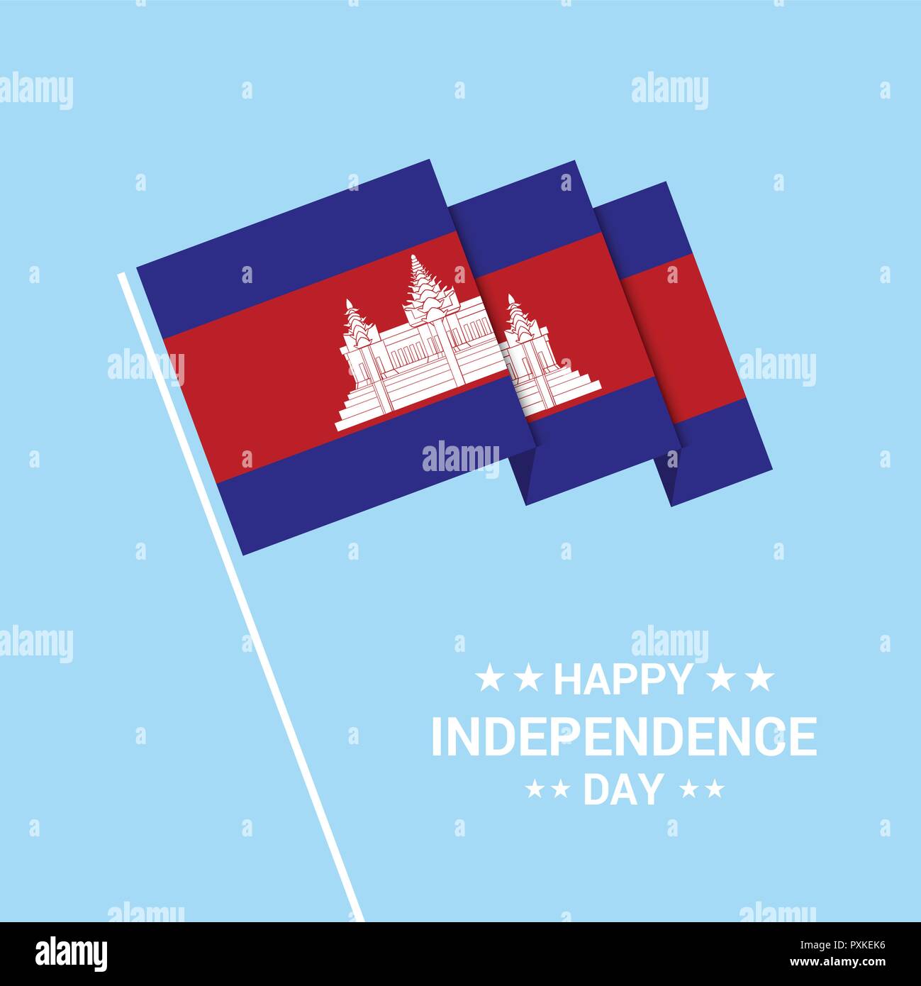Cambodia Independence day typographic design with flag vector Stock Vector