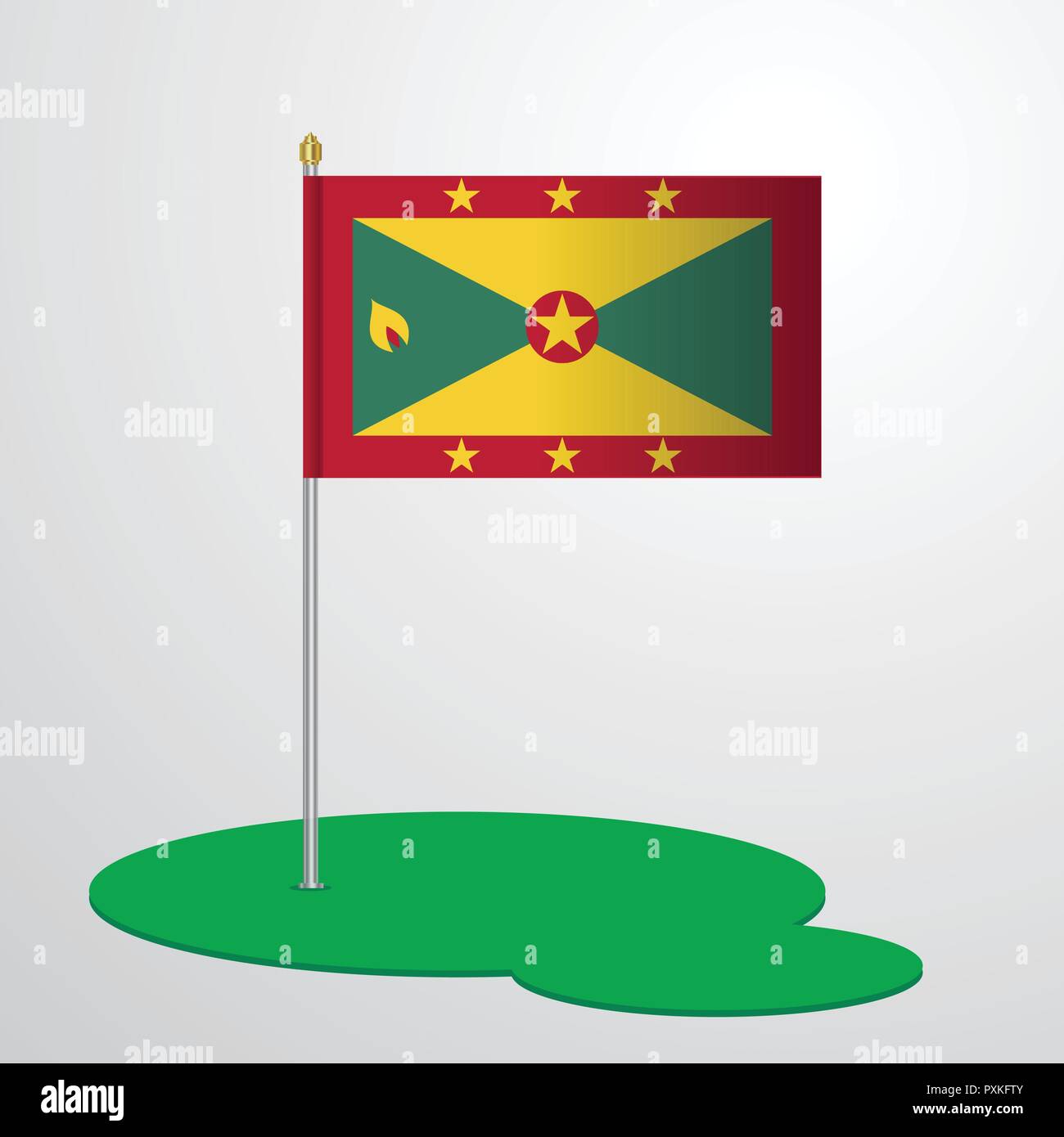 Grenada Flag Pole Stock Vector
