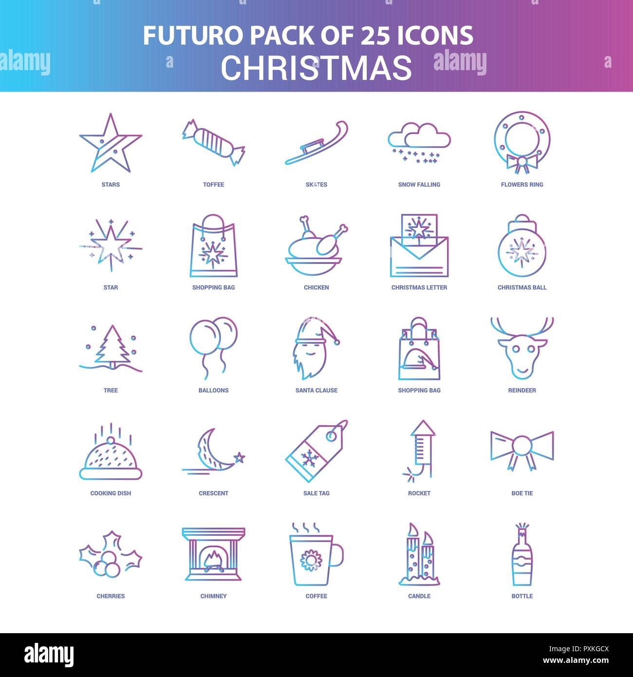 25 Blue and Pink Futuro Christmas Icon Pack Stock Vector Image & Art ...