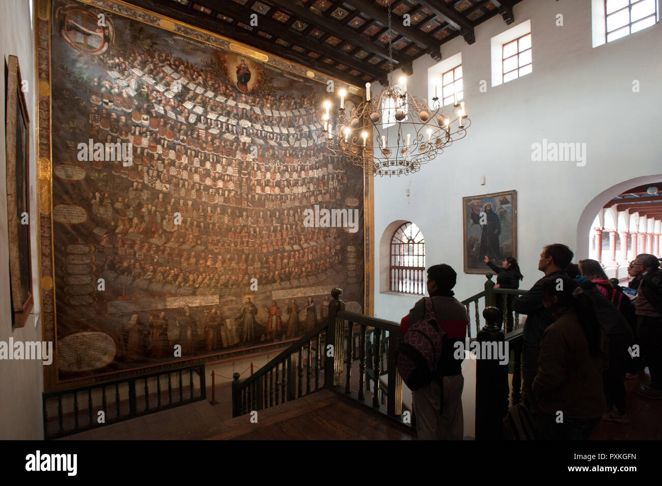The bigger picture of South America, a family tree of the Franciscan order, in the homonymous convent of San Francisco Stock Photo