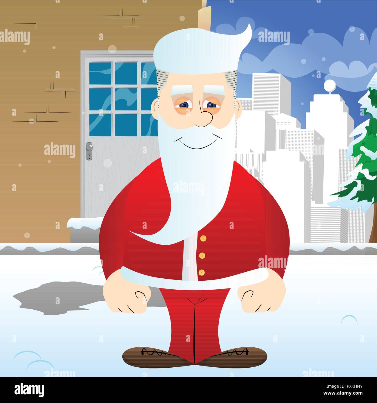 Santa Claus in his red clothes with white beard standing. Vector ...