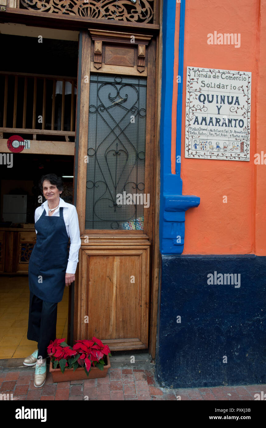 Owner of the restaurant Quinua y Amaranto Stock Photo