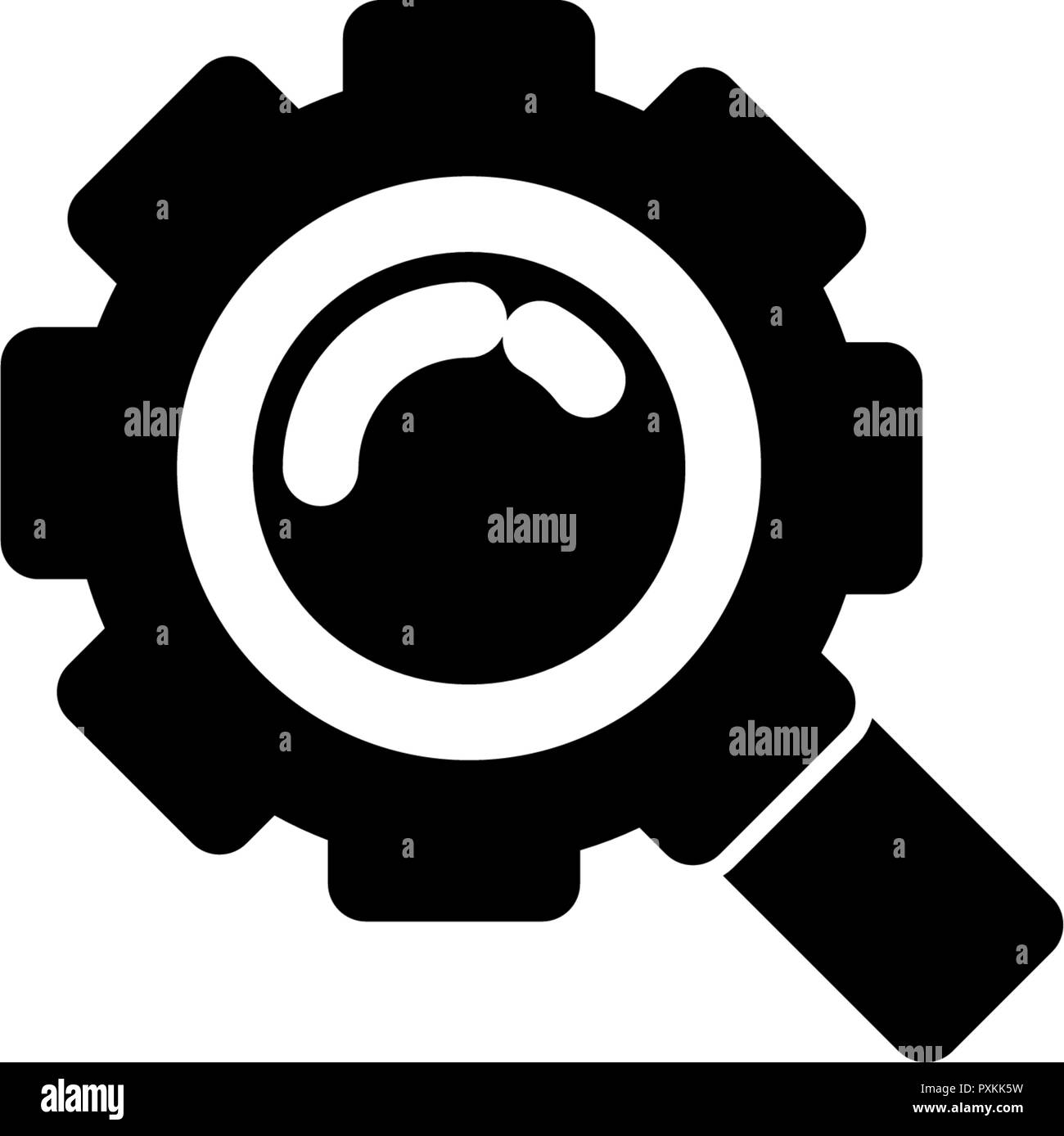 Vector magnifying glass gear icon Black and White Stock Photos & Images ...