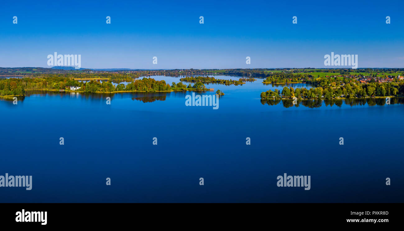 Island Wörth in Staffelsee Lake near Murnau, Seehausen, Blaues Land, Upper Bavaria, Bavaria, Germany, Europe Stock Photo