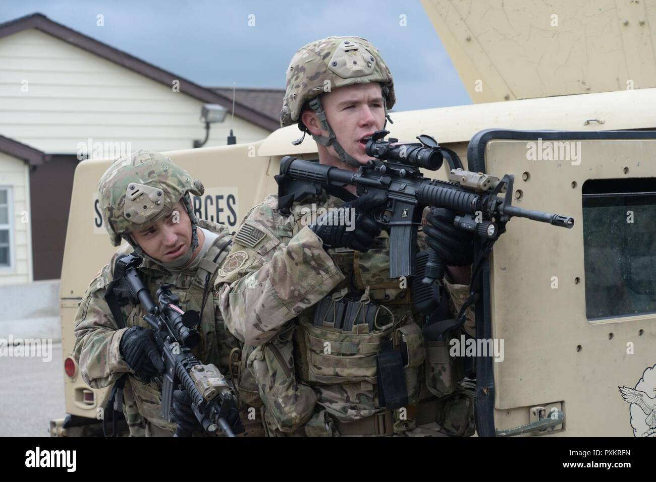 U.s. Air Force Members 219th Security Forces Squadron From Left To 