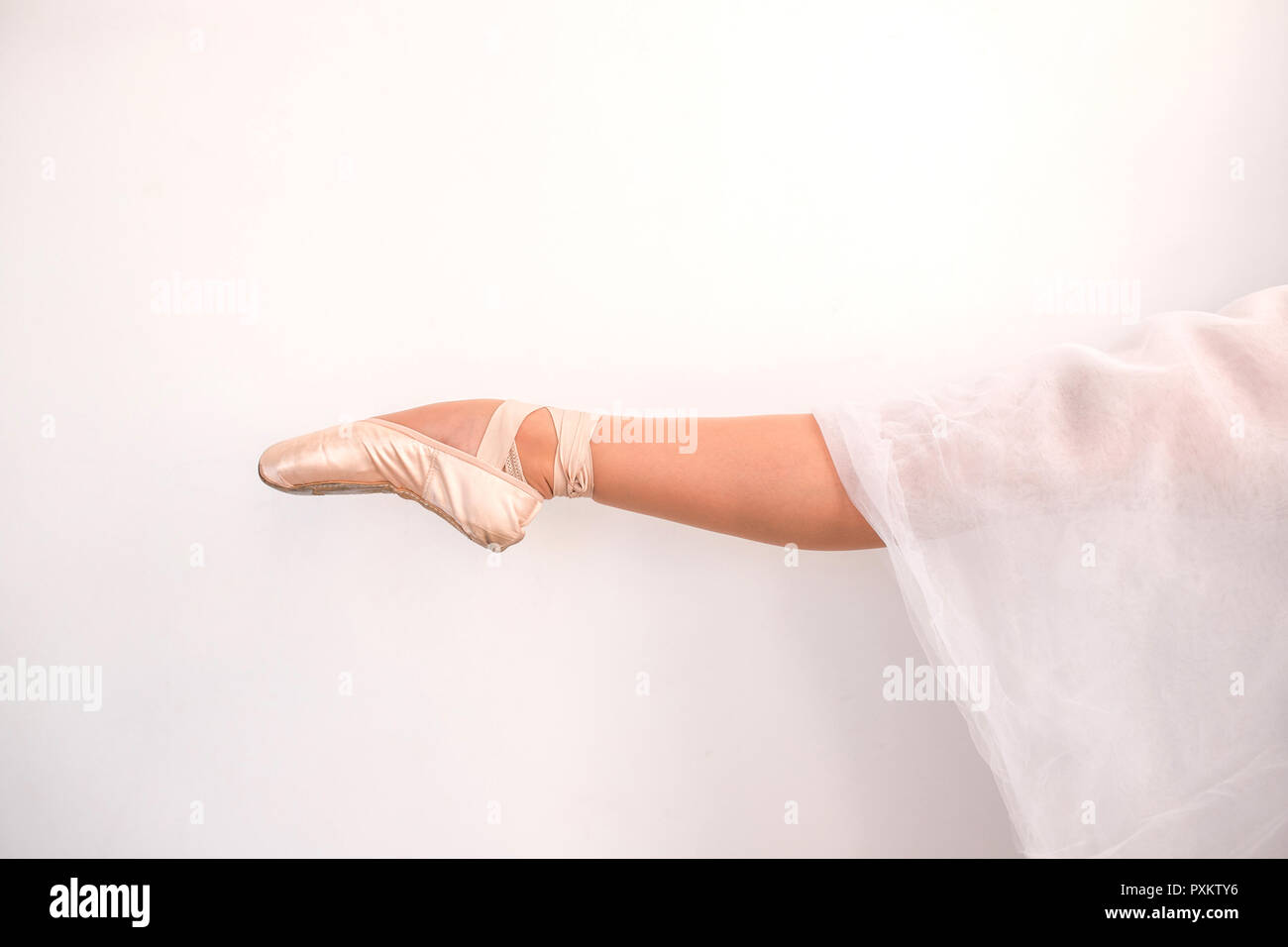 Leg of young ballerina on pointe shoes Stock Photo Alamy