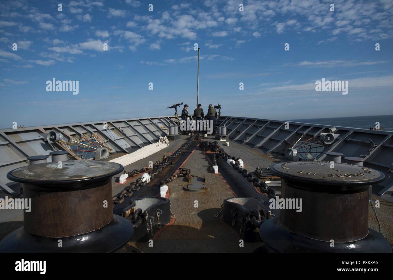 Atlantic Ocean June 01 2017 Sailors Stand Watch On The Forecastle Of The Guided Missile Cruiser Uss Monterey Cg 61 Monterey Is Currently Underway Atlantic Ocean June 01 2017 Sailors Stand Watch On The Forecastle Of The Guided Missile Cruiser Uss Monterey Cg 61 Monterey Is Currently Underway