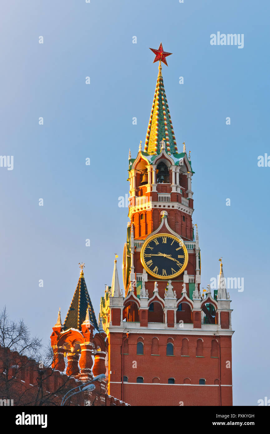 Spasskaya tower of Moscow Kremlin Stock Photo