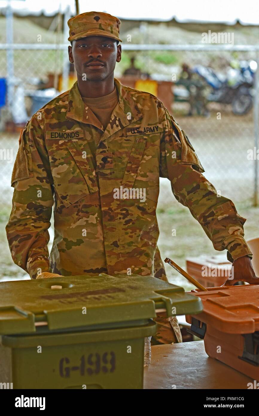 Louisiana Army National Guard Spc. Jamieon Edmonds, a cook assigned to