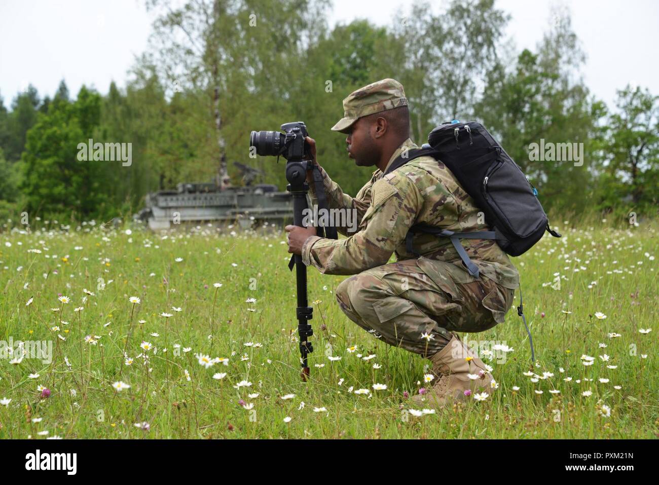 U.S. Army Spc. Javon Spence, with Training Support Center Grafenwoehr