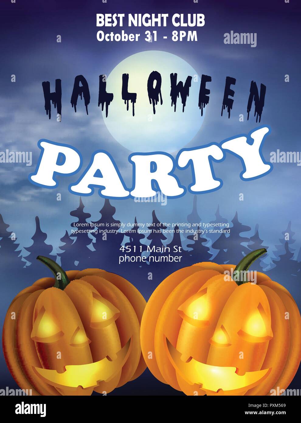 Halloween vertical background with pumpkins Stock Vector Image & Art ...