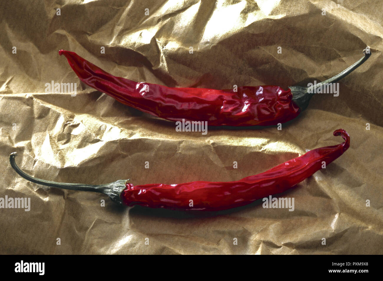 Chilischoten Peperoni Getrocknet Sachaufnahme Still Life Nahrungsmittel Lebensmittel Ernaehrung Gemuese Gewuerz Paprika Gewuerzpaprika Paprikaschoten  Stock Photo