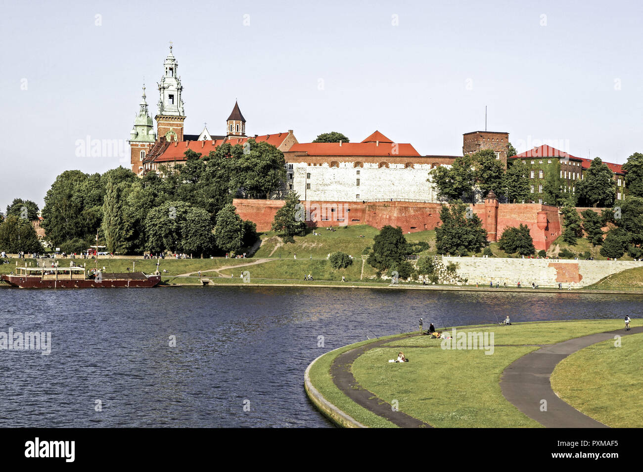 Poland, Krakow view to Wawel and Weichsel Stock Photo