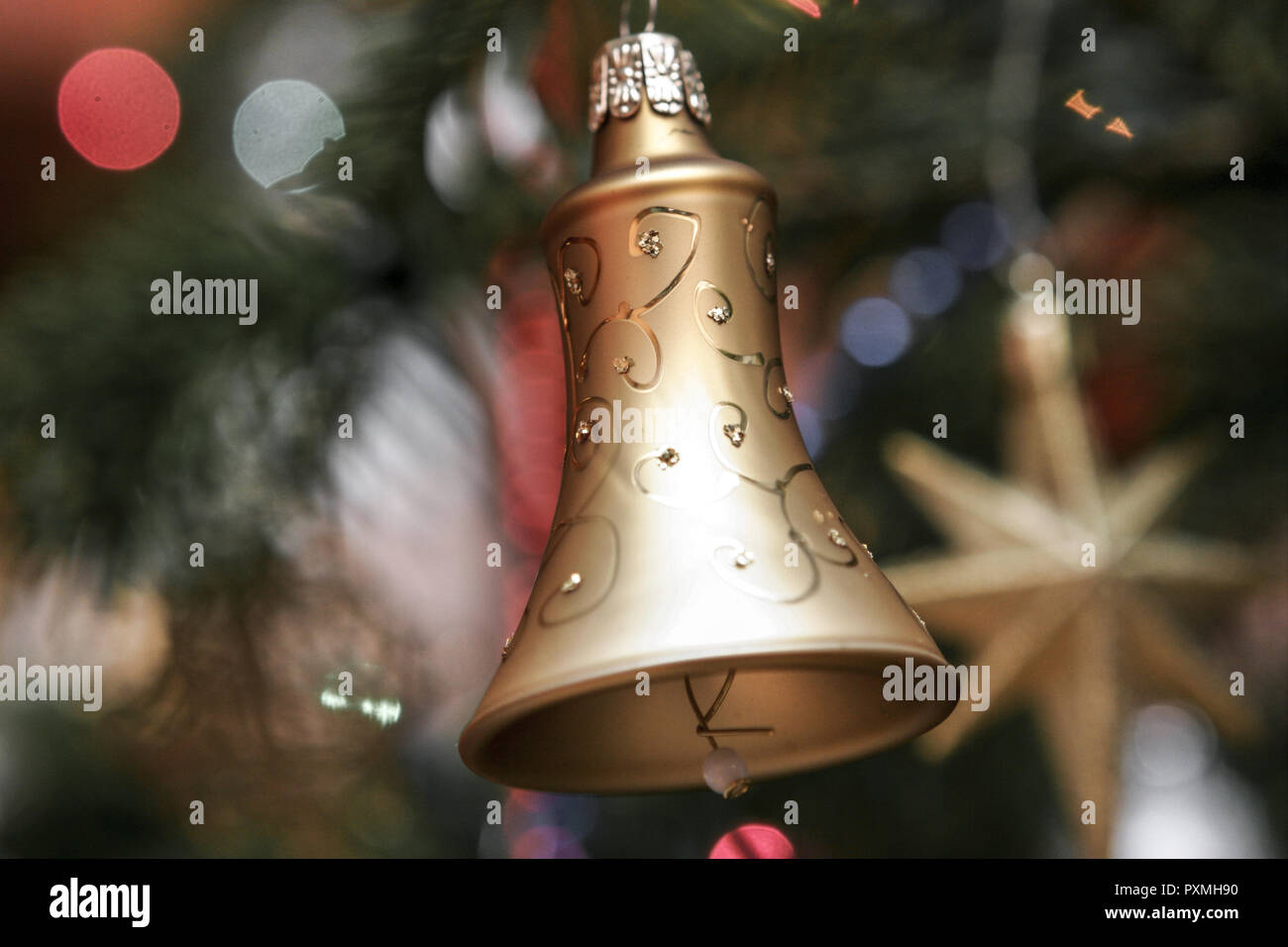 Weihnachtsbaum, Detail, Glocke, Weihnachten, Christbaum, Christbaumschmuck, Weihnachtsschmuck, Weihnachtlich, Sachaufnahme, Close-up, Christmas, Chris Stock Photo