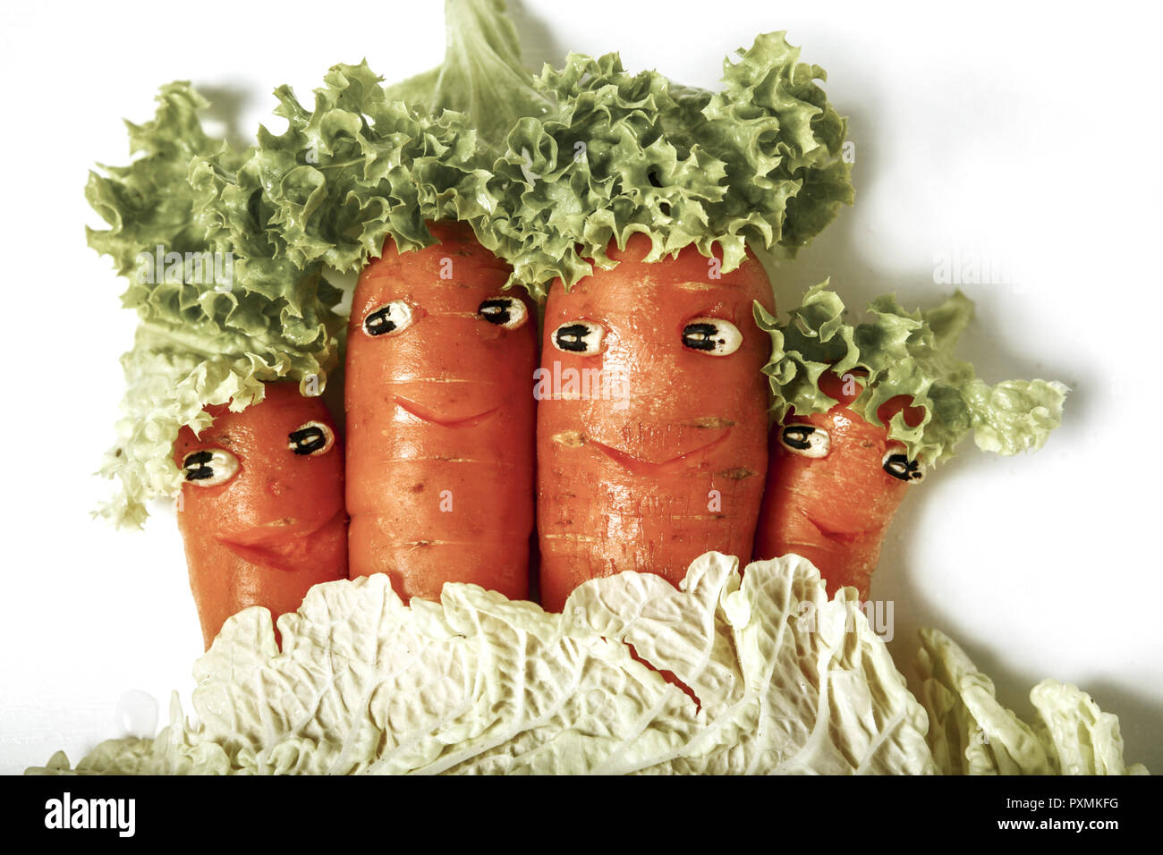 Symbol, Gemuese, Gesicht, Gesichter, Froehlich, Vitamine, Gesund, Grinsen, Moehren, Karotten Stock Photo