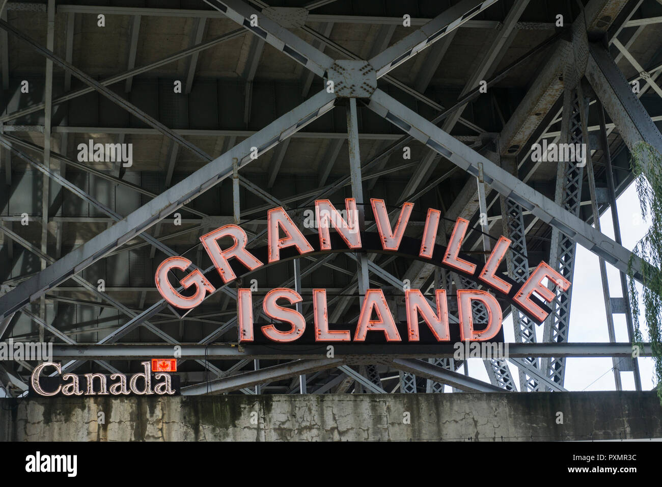 Vancouver, CANADA - SEPTEMBER 11th 2018: Granville Island market sign. Granville island is a artisan market and shopping district in Vancouver Stock Photo