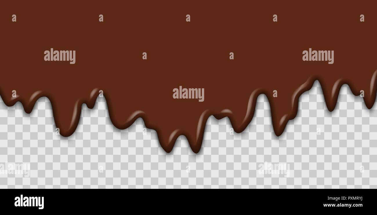 melted chocolate dripping on transparent background for your design Stock Vector