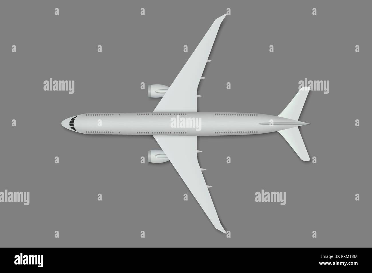 Realistic plane isolated. Top view airplane. for your design Stock