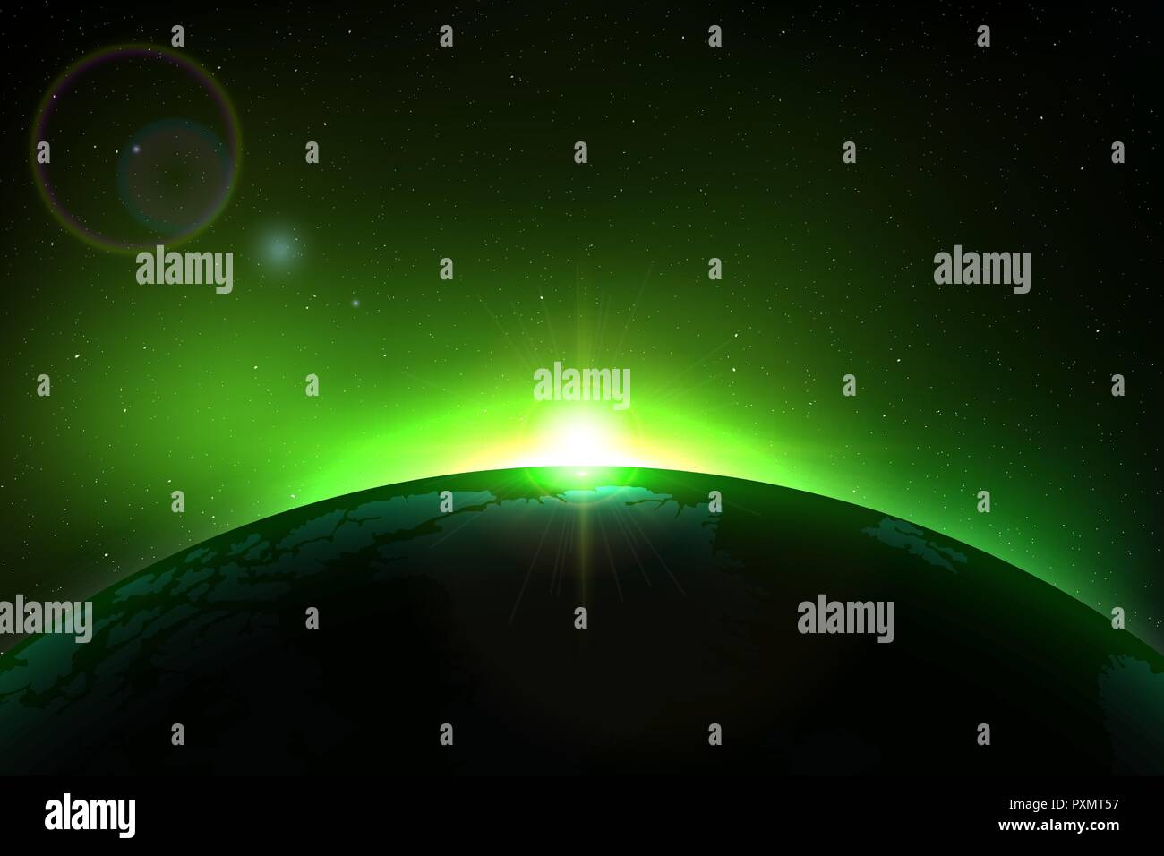 Planet earth sunrise. Globe Horizon atmosphere for your design Stock ...
