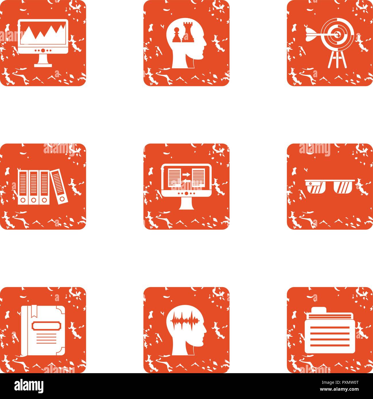 Multiway icons set, grunge style Stock Vector