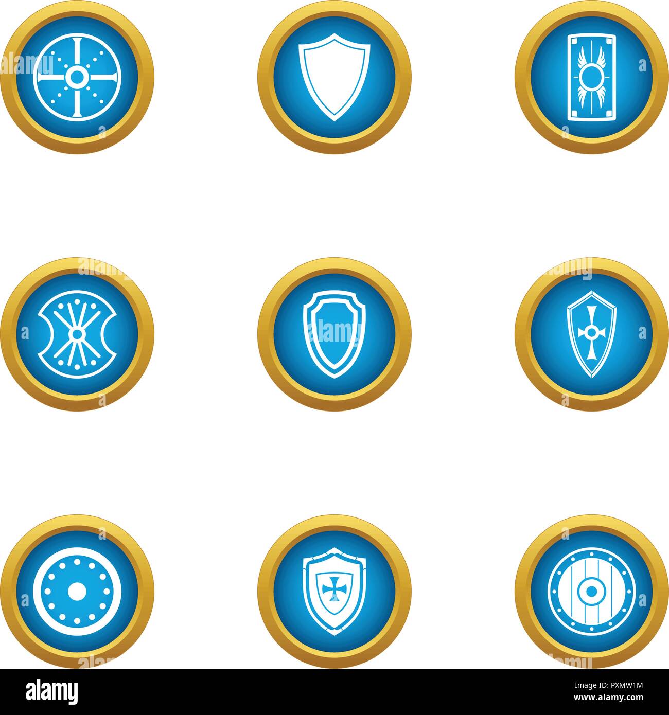 Protection buckler icons set, flat style Stock Vector Image & Art - Alamy