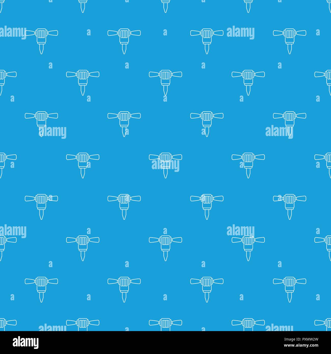 Mining hammer drill pattern vector seamless blue Stock Vector