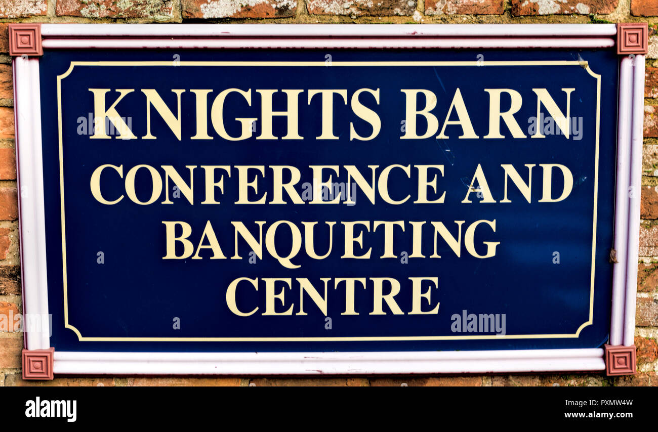 Sign for Knights Barn and Banqueting Centre Stock Photo