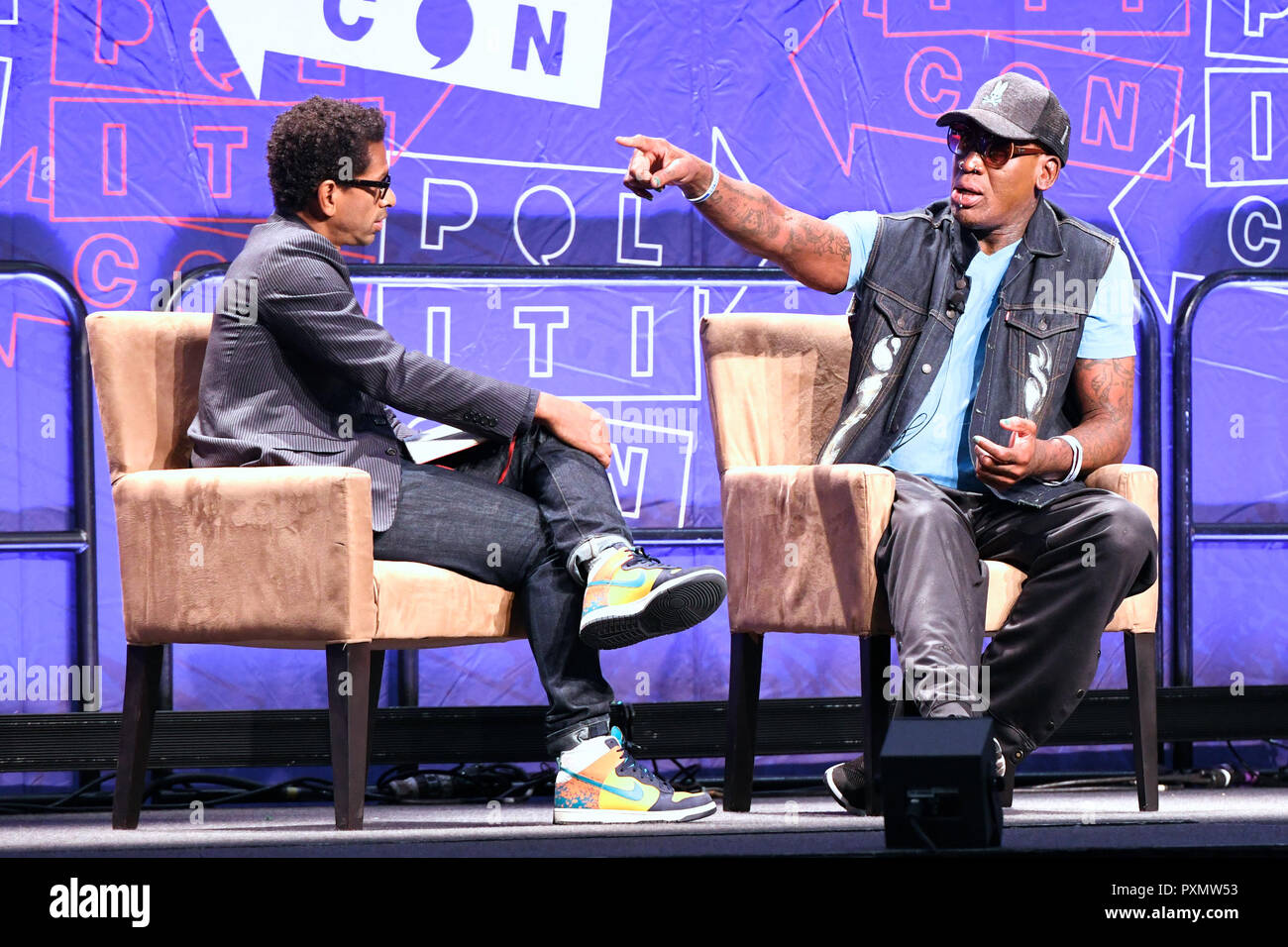 Toure and Dennis Rodman  onstage at Politicon 2018 at the LA convention Center on October 20, 2018 in Los Angeles, California. Stock Photo