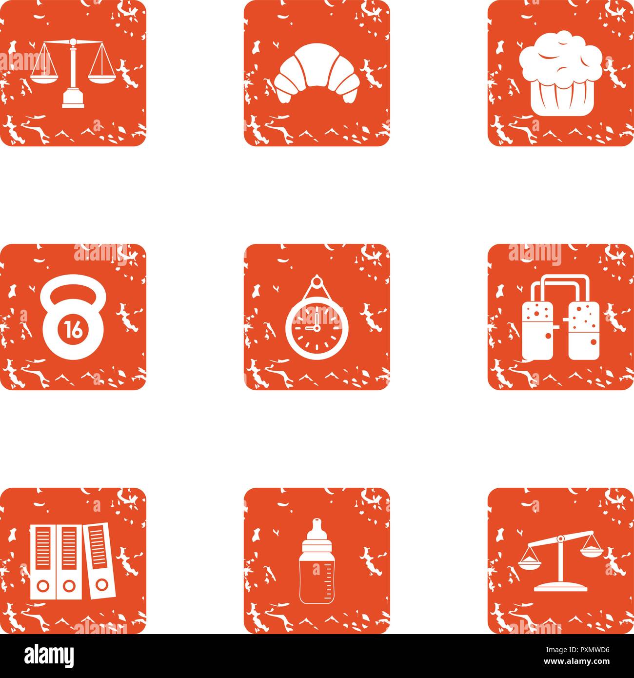 Equality icons set, grunge style Stock Vector