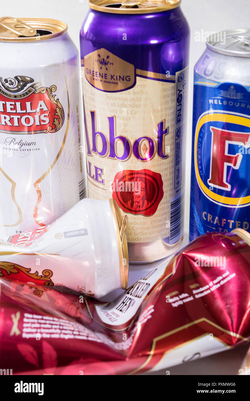 Empty beer cans Stock Photo Alamy