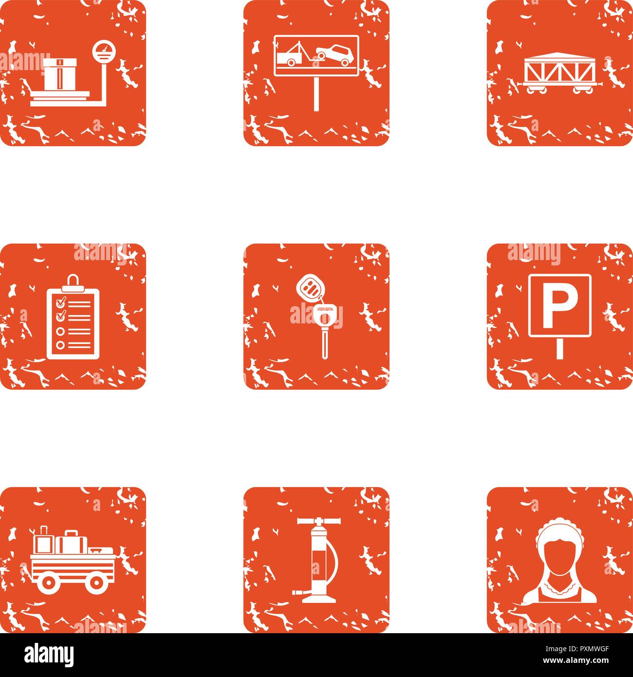 Big cargo icons set, grunge style Stock Vector