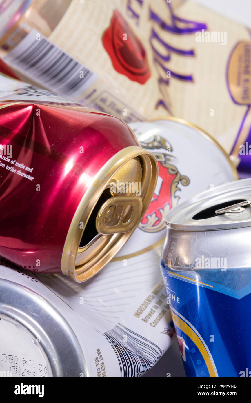 Empty beer cans Stock Photo Alamy