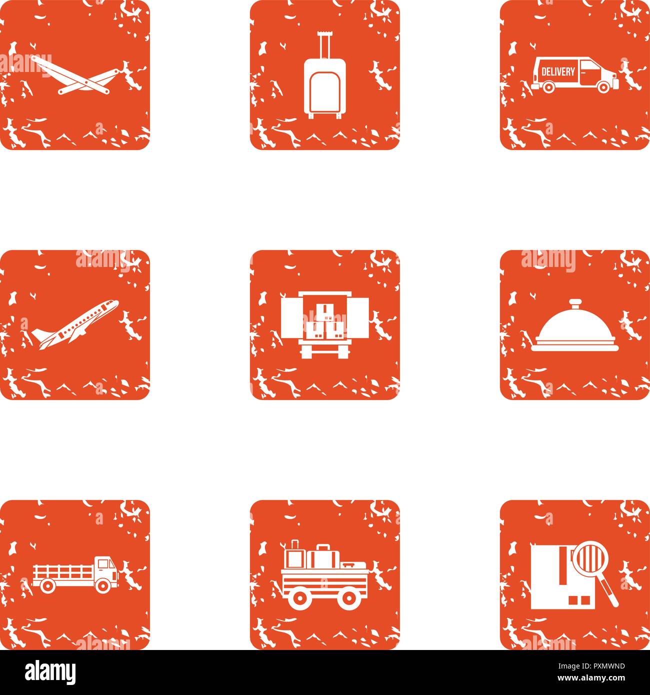Shipment icons set, grunge style Stock Vector