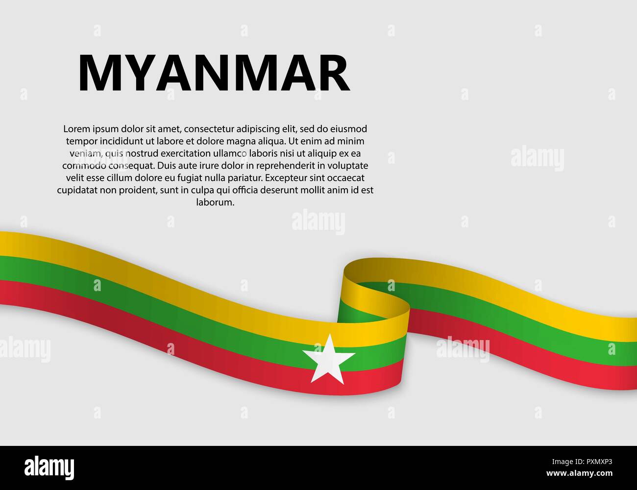 Waving Flag of Myanmar, vector illustration with copyspace Stock Vector ...