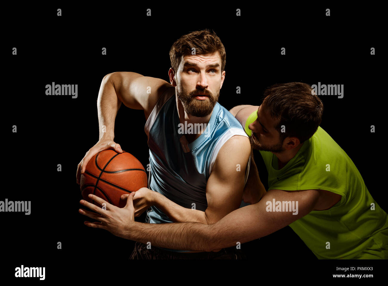 Two men playing basketball Stock Photo - Alamy