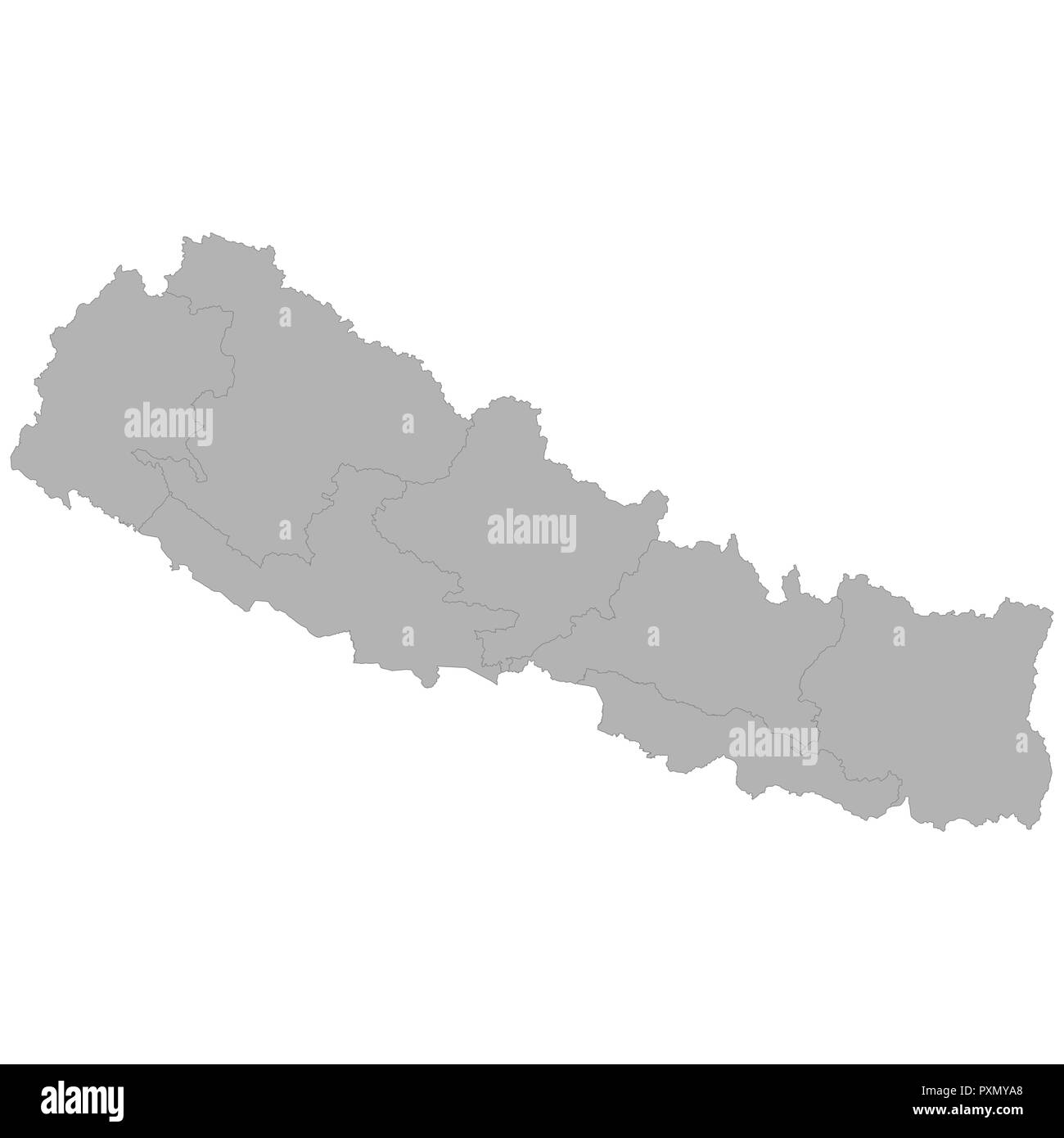 Map Of Nepal Outline High Quality Map Of Nepal With Borders Of The Regions On White Background  Stock Vector Image & Art - Alamy