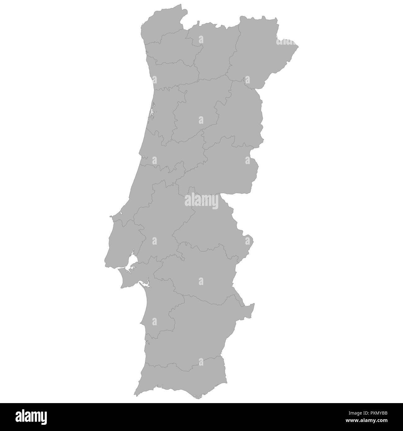 Districts Map of Portugal stock vector. Illustration of border