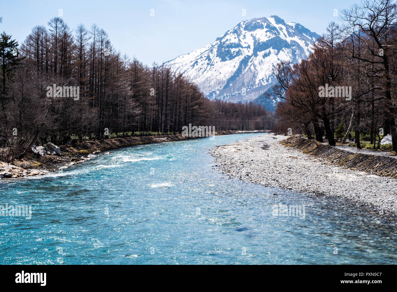 Japan river way to mountain Stock Photo - Alamy